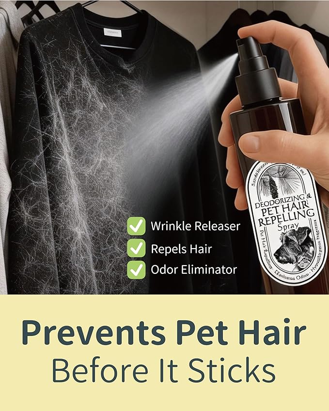 FurGone by Seedshub Pet Hair Repelling Spray, Odor Neutralizer | Anti-Static Wrinkle Release Pet-Friendly Botanical Sprays for Clothing and More, Pine Nut Scent, Up to 2800 Sprays, 6.76oz (2 Pack)