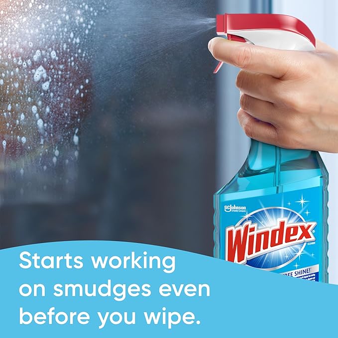Windex Glass and Window Cleaner Spray Bottle, Bottle Made of 100% Recycled Plastic, Surface Cleaning Spray, Original Blue Scent, 32 Fl Oz