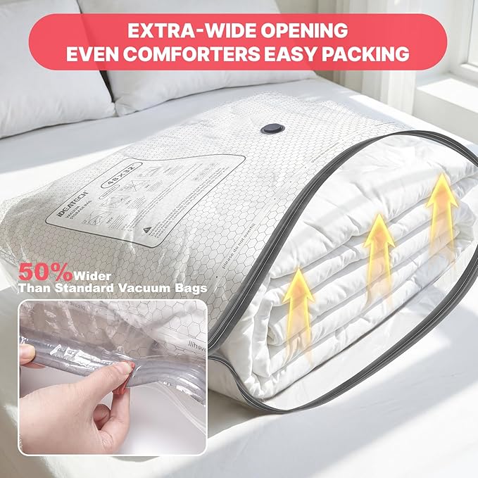 IDEATECH 12Pack Vacuum Storage Bags with Electric Pump, Jumbo Vacuum Seal Bags for Clothing, Bedding & Blankets, Heavy Duty Compression Space Saver Bags with Airtight Seal, Seasonal Storage-4M+4L+4XL