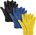 Patelai 3 Pairs Microfiber Plant Dusting Gloves Leaf Cleaning Gloves for Indoor Plants, Blinds, Furniture, House (Black,Navy,Yellow,Small)
