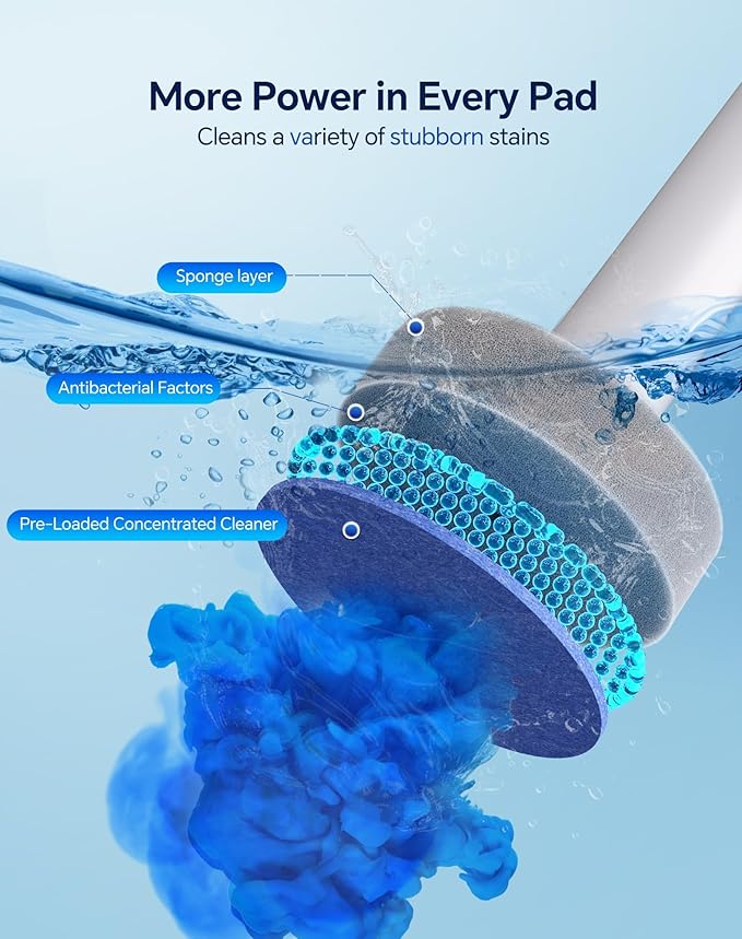 LFBEAR Disposable Toilet Brush Wand, Wall Mounted Toilet Cleaner Kit with Holder, 12 Refills Replacement Heads for Bathroom Cleaning