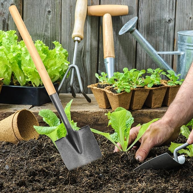 VOSAREA 4PCS Wooden Shovel Handle Replacement Solid Ash Wood Straight Handle - Wood Handles for Shovels - Hoes and Garden Tools Ideal for Landscaping and Gardening 39cm/15.35in