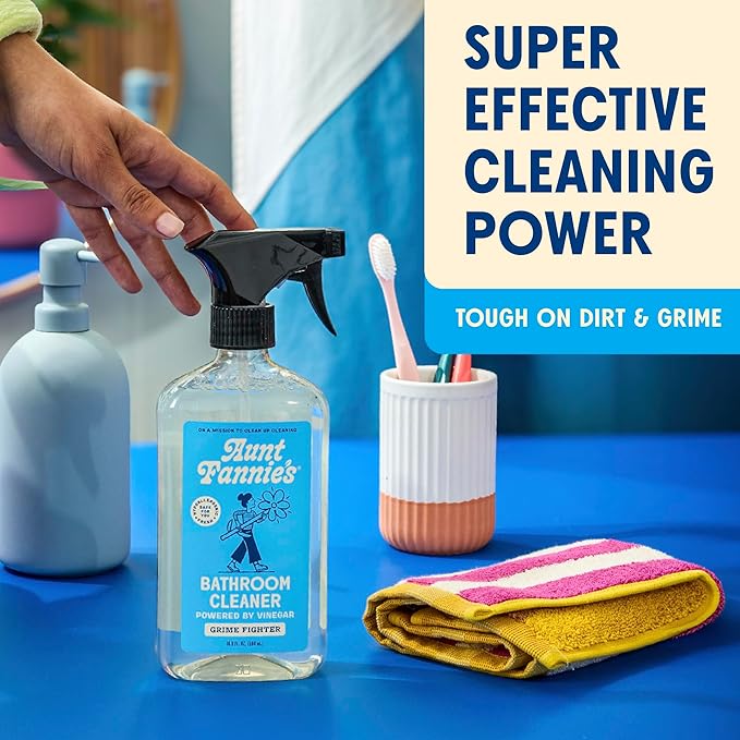 Aunt Fannie's All Purpose Bathroom Cleaner Vinegar Spray for Shower, Tub, Toilet, Tile, Sink and Fixtures, 16.9 Ounces (Pack of 3)