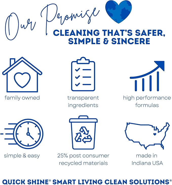 Quick Shine Multi Surface Floor Cleaner 64oz, 4Pk | Ready to Use-Streak Free- No Rinse | Use on Hardwood, Laminate, Luxury Vinyl Plank & Stone | Use in Spray Mops & Vac Mops | Safer Choice Cleaner