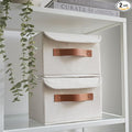 Decorative Linen Storage Boxes with Lids - Spacious Set of 2 Organizer Bins for Your Home Decor - The Perfect Small Container to Safely Store Photos, Documents and Memory Box Keepsakes in Style