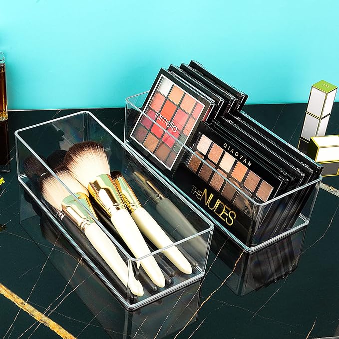 JessLab Acrylic Organizers, Bathroom Organizer for Drawer, Cosmetic Display Cases for Vanity, Countertop, Desk, Kitchen, and Makeup Storage, 1-Section