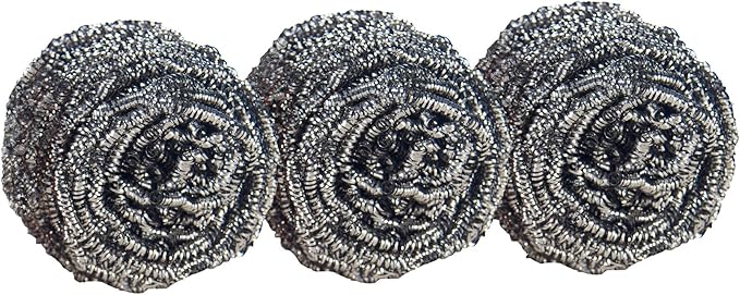 Scotch-Brite Stainless Steel Scrubbers, Scouring Pads for Cleaning Tough Baked-On Messes, Metal Scrubbers for Cleaning Dishes, 3 Scrub Pads