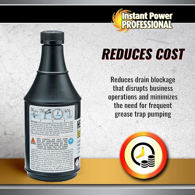 Instant Power Professional Heavy Duty Drain Opener – Sink Drain Cleaner Clog Remover, Drain Defense for Sinks, Made in USA, Shower Drain Cleaner and Deodorizer – 20 Fl Oz
