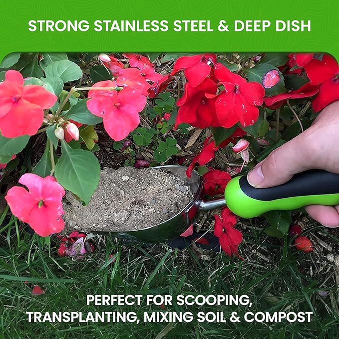 Garden Guru Super Strong Titanium Garden Scoop Trowel Shovel Transplanter - Rust Resistant - Ergonomic Handle - Perfect Hand Shovel for Gardening Transplanting and Digging (2 Pack)