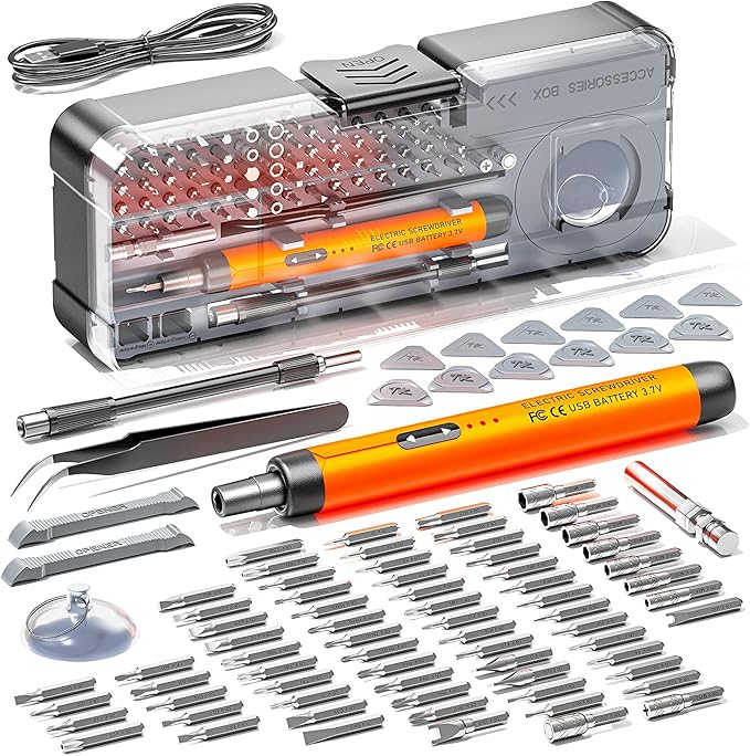 88-IN-1 Mini Electric Screwdriver Set is a comprehensive electric precision tool kit designed for electronics repair and DIY projects