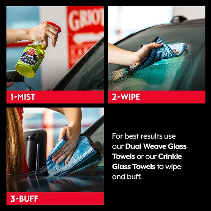 Griot's Garage Ceramic Glass Cleaner Spray for Car Windows, Windshields, Mirrors and Home Use, Cleans and Protects, Streak-Free, 10835, 22oz