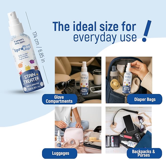 Fast & Effective Stain Treater Spray, Multi-Purpose Stain Remover, Messy Eater Stain Treater Concentrated Formula, Gentle on Clothing and Baby Textiles, 4.33 fl oz.