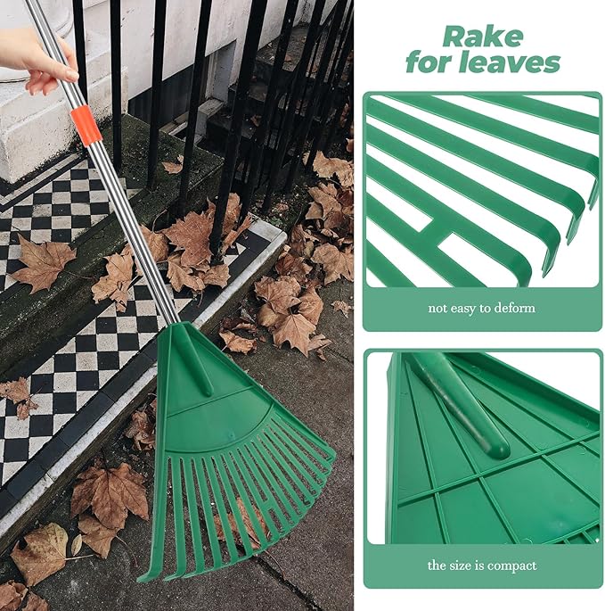Yardwe Plastic Rake Head Garden Leaf Rake Head Replacement Lawn Shrub for Yard Sweep Picking Up Leaves (Without Handle)