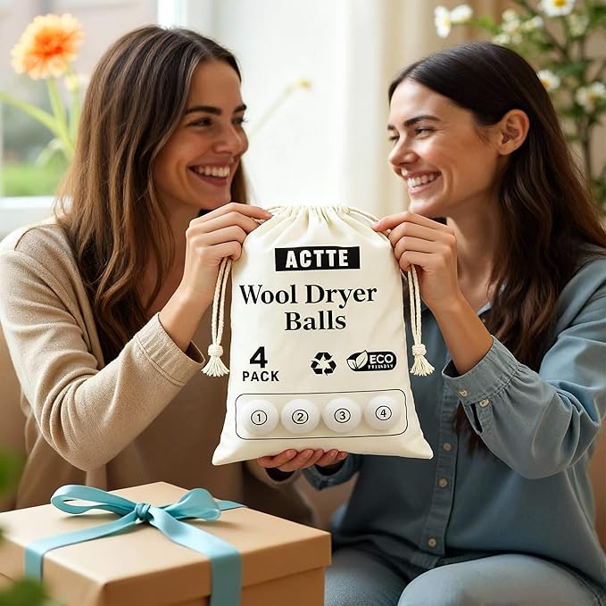 Wool Dryer Balls Laundry, L(2.3") 4 Pack, Premium Fabric Softener Ball, Reusable, Anti Static, Chemical Free Natural Wool Balls for Dryer, Laundry Dryer Balls – 100% New Zealand Wool