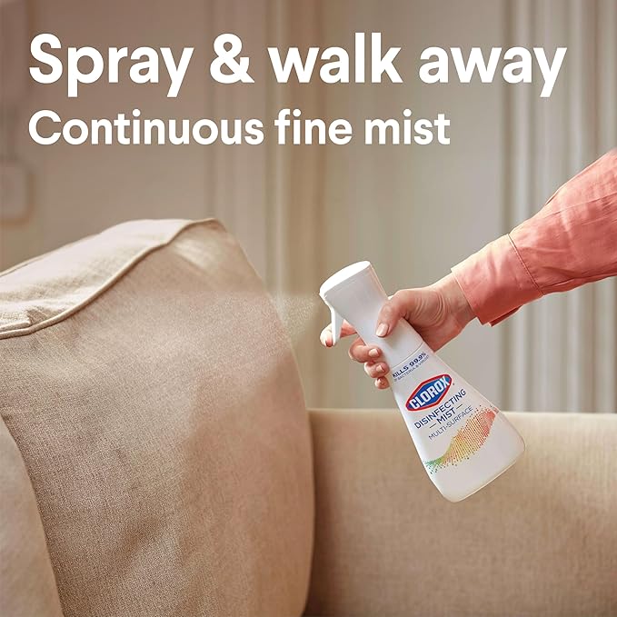 Clorox Disinfecting Mist Refill, Multi-Surface Disinfectant, Household Essentials, Lemongrass Mandarin, 16 Fluid Ounces
