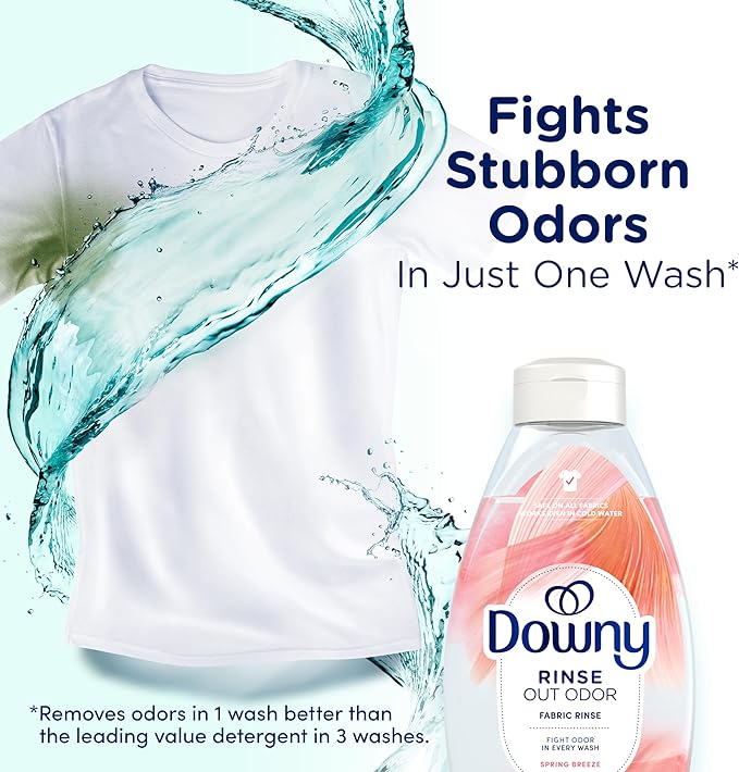 Downy Rinse Laundry Odor Remover, Spring Breeze Scent, 48 FL OZ, Fabric Softener and Laundry Odor Removal Rinse