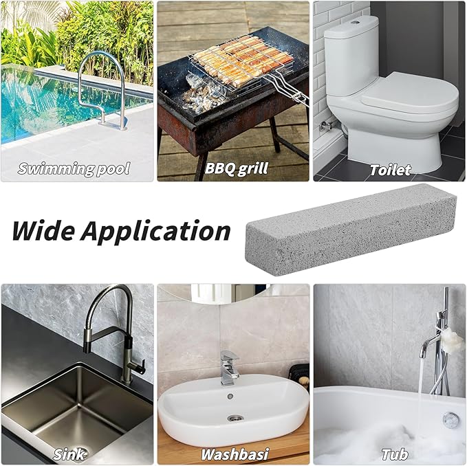 70 Pack Pumice Stones Bulk for Cleaning - Grey Pumice Scouring Pad with 2 Universal Handles, Pumice Stick Cleaner for Removing Toilet Bowl Ring, Bath, Household, Kitchen, Pool, 5.9 x 1.4 x 0.9 Inch