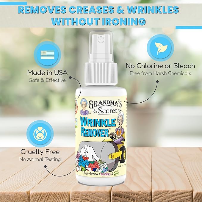 Grandma's Secret Wrinkle Remover Spray - Easily Removes Wrinkles & Odors - Wrinkle Release, Fabric Refresher Spray, Chlorine, Bleach and Toxin-Free - 3 Ounce, 3 Pack