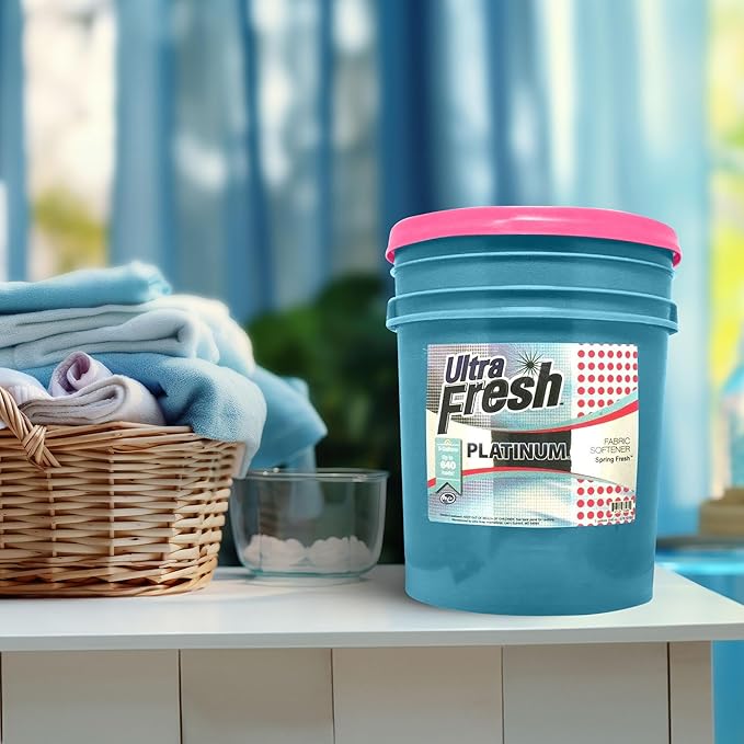 Ultra Fresh Platinum 5 Gallon Spring Fresh Scented Fabric Softener Liquid with Pump for Easy Dispensing for Up to 640 Laundry Loads (3 Pack)