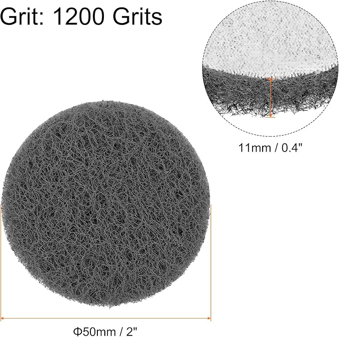 HARFINGTON 20pcs Scrubber Scouring Pads 1200 Grits 2 Inch Drill Power Brush Hoop and Loop Surface Conditioning Disc Drill Scuffing Disc Scrub Pads for Home Kitchen Cleaning, Light Grey