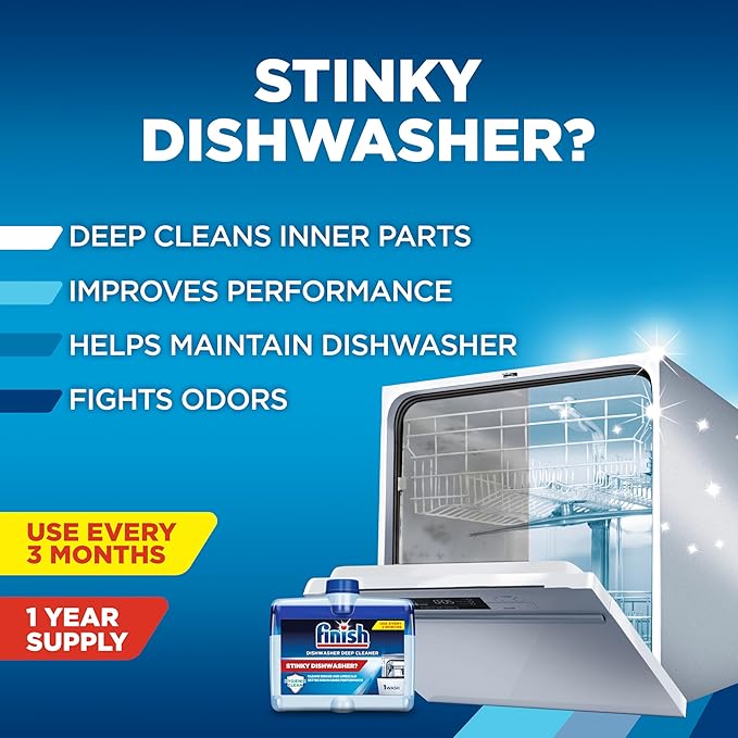 Finish Dishwasher Cleaner Liquid, Deep Cleans Hidden Grease & Limescale, Fights Odors & helps maintain Performance, 1 Year Supply, 8.45oz, (Pack of 8)