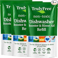 Truly Free Natural Dishwasher Booster & Rinse Aid - Non-Toxic Dishwashing Aid Formula, Removes Residue & Tough Dish Stains, Water Spot Remover - Pack of 3