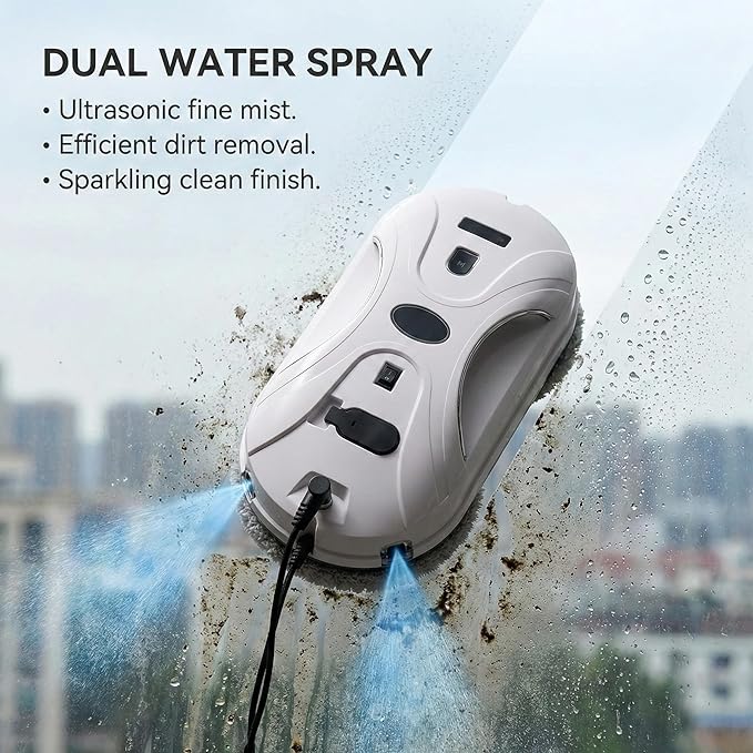 Automatic Window Cleaning Robot, Window Cleaner Robot Auto Dual Spray, 2026 Model Robot Limpia Vidrios AI Path Planning, 3000Pa Suction, Remote Control, Edge Detection for Streak-Free Glass - SS1