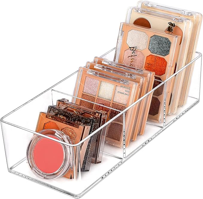 JessLab Acrylic Organizers, Bathroom Organizer for Drawer, Cosmetic Display Cases for Vanity, Countertop, Desk, Kitchen, and Makeup Storage, 3-Section