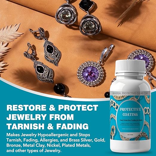 4 Oz. Clear, Protective Coating for Metal, Jewelry Coating, Jewelry Shield, Fast Drying Transparent After Curing, Long Lasting Protect Metal and Jewels from Wear, Rust
