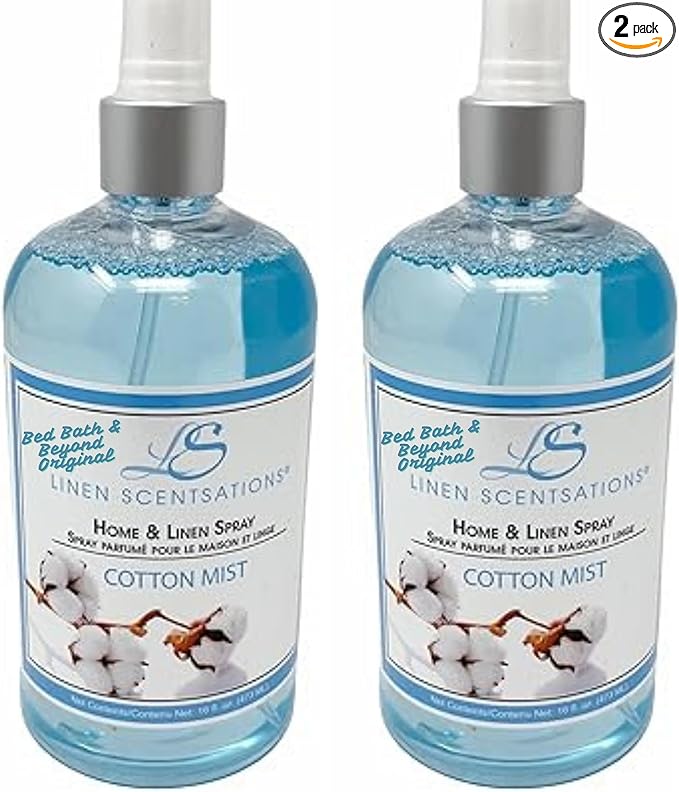 Linen Scentsations Fabric and Linen Spray 2 Pack, Cotton Mist - Odor Eliminator & Air Freshener for Bedding, Clothes, Room & Pillow, 16oz x2 (32oz Total)
