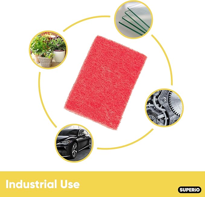 Scouring Pad Non-Scratching Scrubber Non-Scratch Cleaning Scrub Pads Heavy Duty Scouring Pad Reusable Kitchen Scrubbing Pad Pack of 33 Red, by Superio