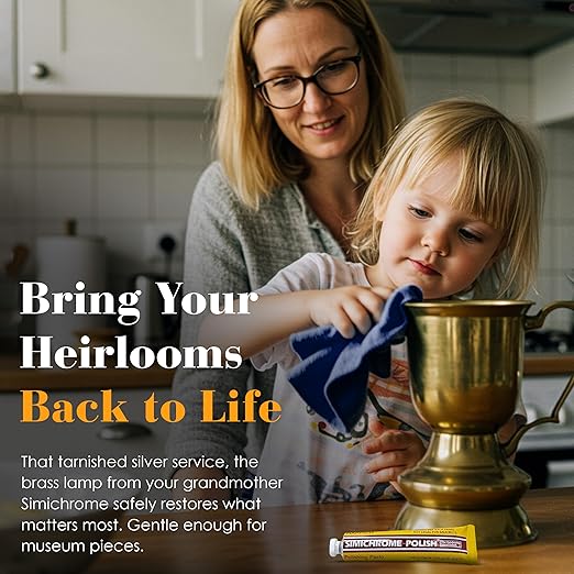 Rosenthal Collection – Simichrome Metal Polish Cream for Chrome, Aluminum, Brass & Jewelry – Restores Shine in Seconds – 1000g Tin with Polishing Cloth