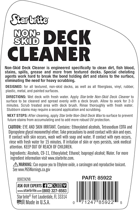 STAR BRITE Non-Skid Deck Cleaner & Protectant Ultimate Boat Deck Wash - Protects Against Future Stains & UV - Ideal for Fiberglass, Vinyl, Plastic, Painted & Metal Surfaces