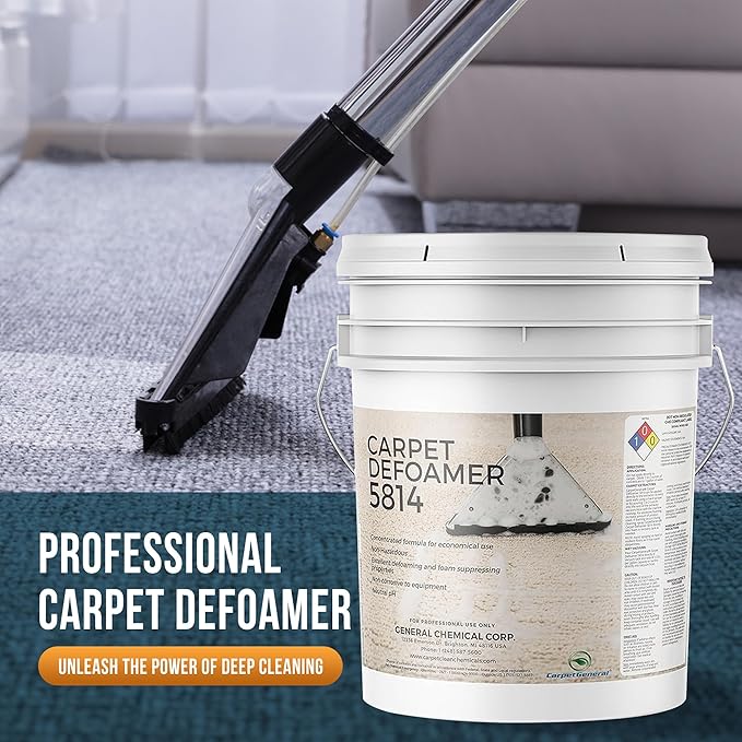 Carpet Defoamer 5814 -Foam Suppressant for Deep Carpet Cleaner Machine & Carpet Shampooer for a Heavy-Duty Carpet Cleaner Solution, Neutral Non-Corrosive Silicone Emulsion (5 Gal Pail)