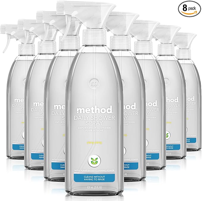 Method Daily Shower Cleaner Spray; Spray and Walk Away - No Scrubbing Necessary; Ylang Ylang Scent; 28 Fl oz (Pack of 8); Packaging May Vary