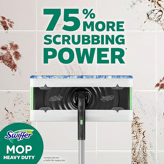Swiffer Heavy Duty Mop Wet Multi-Surface Cloth Refills for Floor Mopping and Cleaning, Pet with Febreze Odor Defense, 32 count