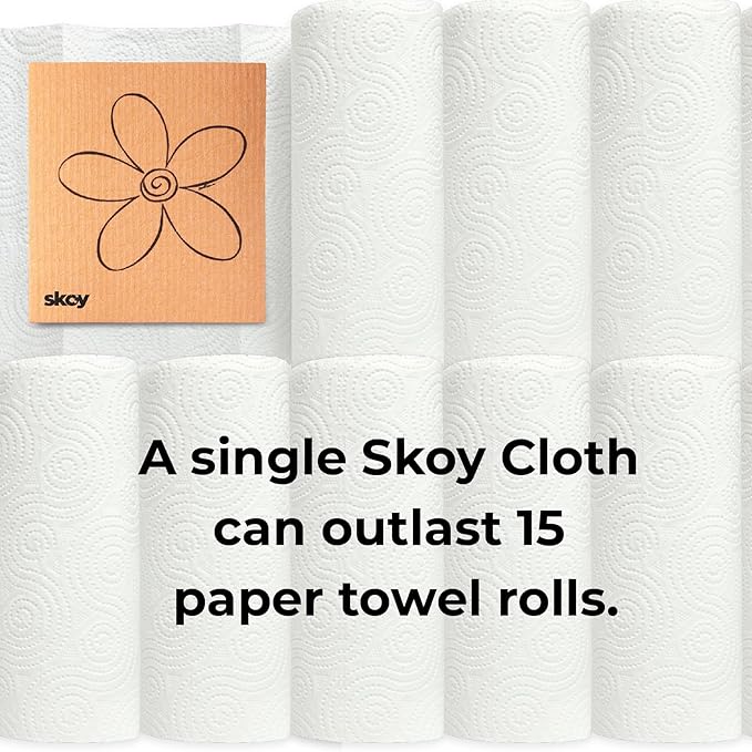 Skoy Cloth, 8-Pack Versatile Swedish Dishcloths for Kitchen and Household Use, Reusable Cleaning Cloths, Planet-Friendly, Dishwasher and Dryer-Safe, Mint Green
