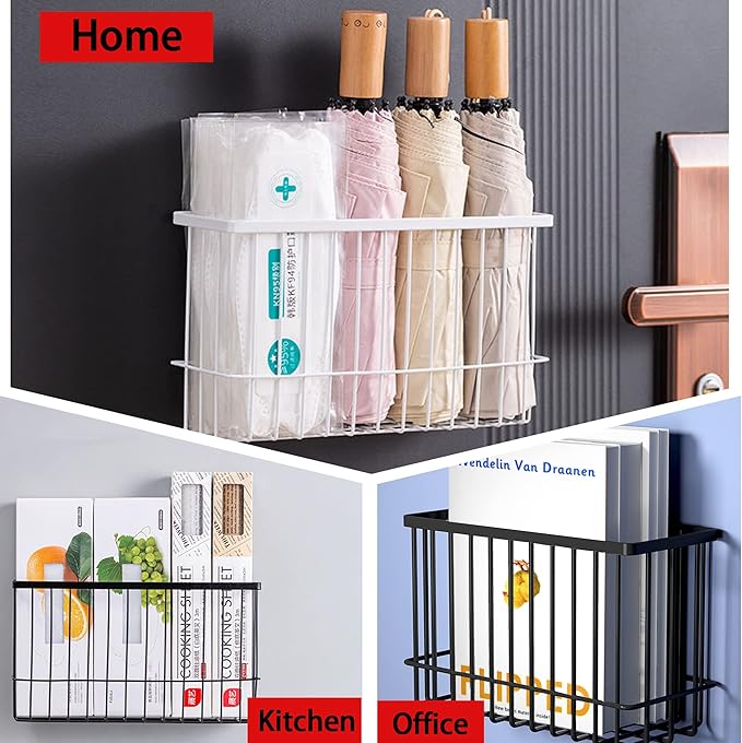 Buyyyit Laundry Room Organization & Storage Magnetic Basket Shelf Dryer Ball Lint Bin File Holder Container for Fridge & Washer