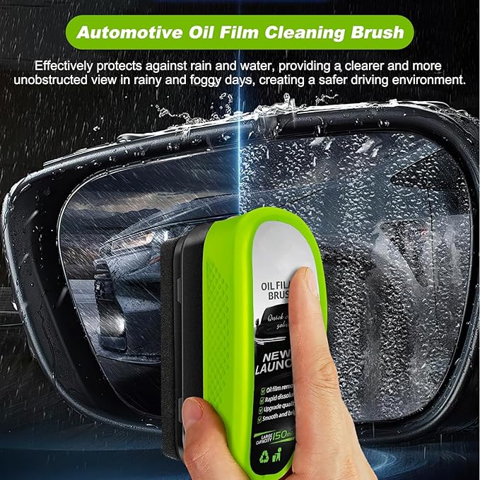 Automotive Oil Film Cleaning Brush, Upgrade 2.0 Car Glass Cleaner Windshield, Car Windshield Cleaner Tool for Perfect Visibility (2 Sets)