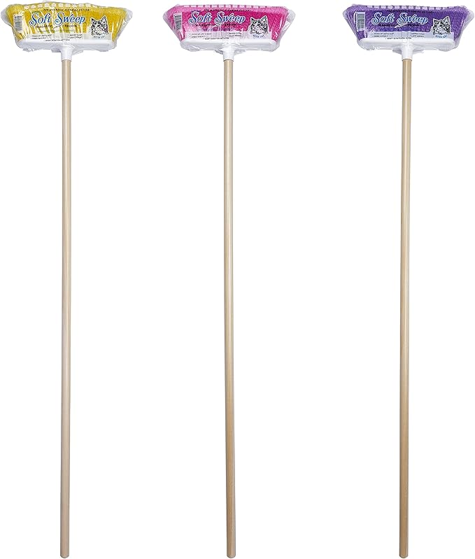 The Original Soft Sweep Magnetic Action Broom Assorted Colors with Natural Finish Wood Handles (1 Broom)