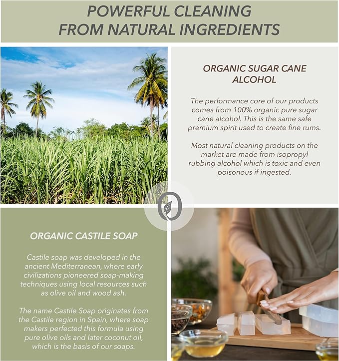 Non-Toxic Stone Countertop Cleaner - Natural Organic Ingredients that Truly Perform - 24oz - Light Coconut & Tea Tree Scent
