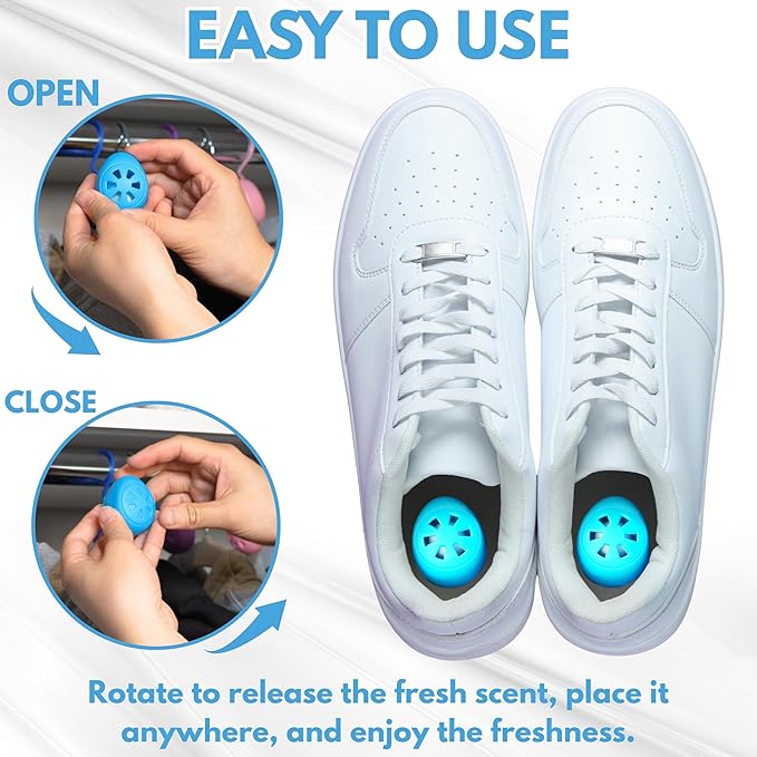 Air Jungles Shoe Deodorizer Balls 12 Ct, Fresh Linen Scent, Odor Remover Balls for Sneakers, Gym Bags, Lockers, and Drawers, Essential Oil Provides Natural Freshness