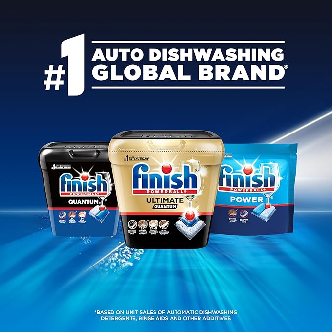 Finish Quantum Dishwasher Pods, No Pre-Rinse Dishwasher Detergent Soap Removes 24HR Dried-On Stain and Grease, Leaving a Virtually Spotless Shine, 57 Count