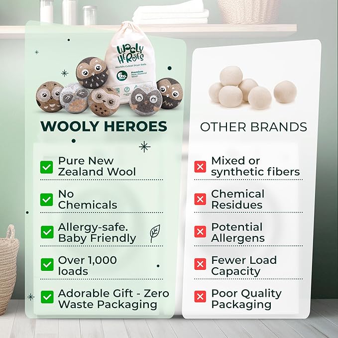 No More Dryer Sheets! XL Wool Dryer Balls 6-Pack, Reusable Laundry Softener & Static Reducer, Eco-Friendly, Long-Lasting, Safe for Sensitive Skin