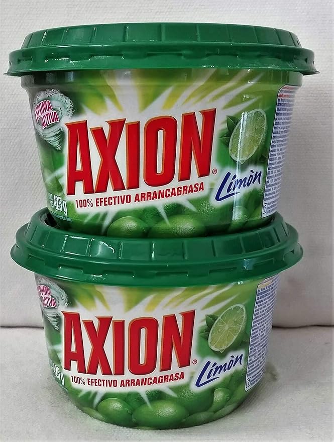 Axion Dishwashing Paste Detergent (Pack of 2) Lemon Dish Soap 15 oz. 100% Effective Grease Stripping.