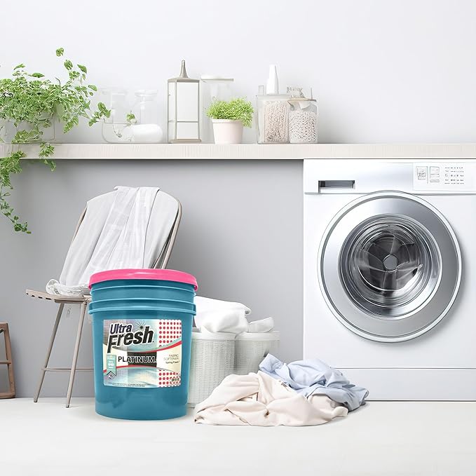 Ultra Fresh Platinum 5 Gallon Spring Fresh Scented Fabric Softener Liquid with Pump for Easy Dispensing for Up to 640 Laundry Loads (4 Pack)