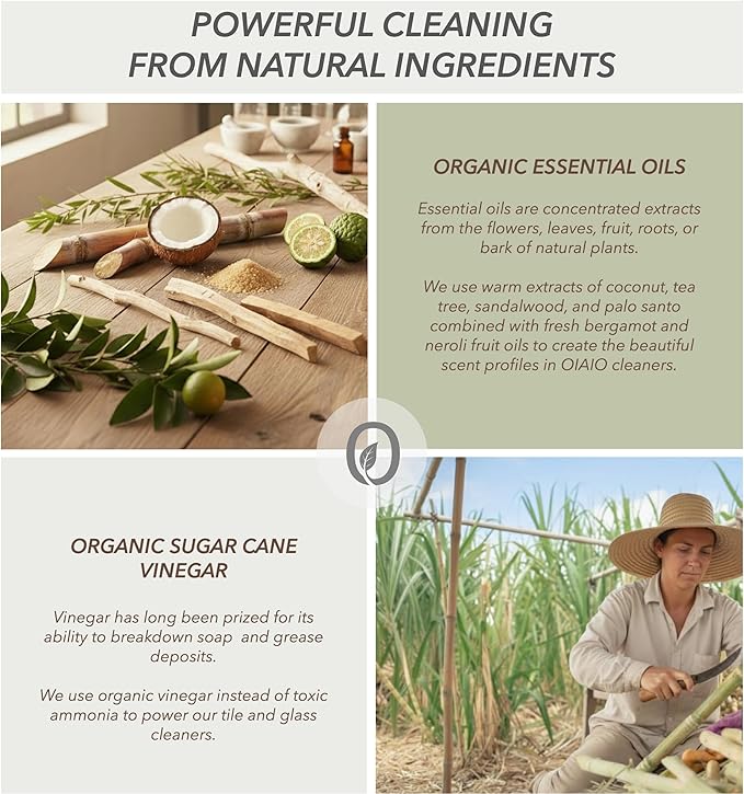 Non-Toxic Glass Cleaner - 100% Natural Organic Ingredients that Truly Perform - 24oz - Light Coconut & Bergamot Scent
