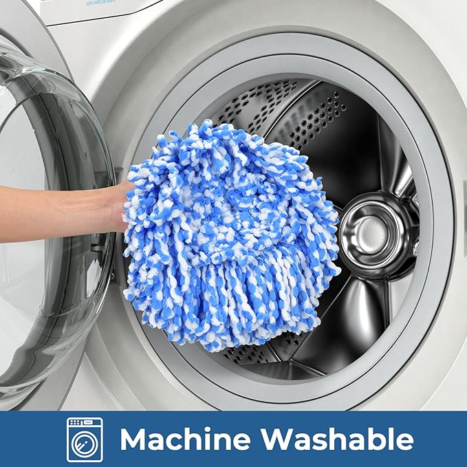 Matthew Cleaning 12Pack Blue Microfiber Spin Mop Replacement Head Compatible with EasyWring Spin Mop Replace Head-EasyWring High Absorbency,Machine Washable,Microfiber Spin Mop Refills