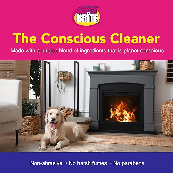 Quick 'n Brite Fireplace Gel Cleaner for Brick, Stone, Rock, Tile, and Marble, Nonabrasive Fireplace Cleaner, Made in the USA, 16 oz (Pack of 2)