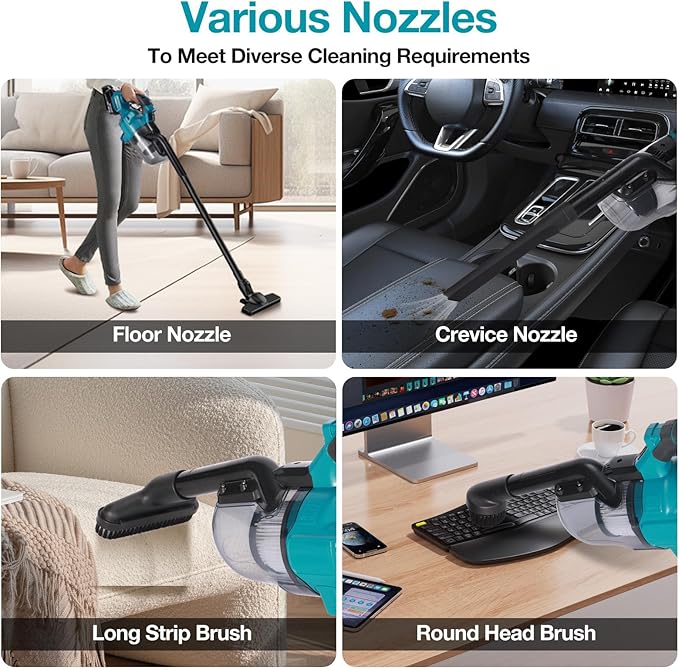 Handheld Cordless Vacuum Cleaner for Makita 18V Battery, Portable Wireless Power Vacuum Cleaner, 4 Multi Nozzle, 2 HEPA Filter, Lightweigt Vacuum for Home Pet Hair, Car (Battery NOT Include)
